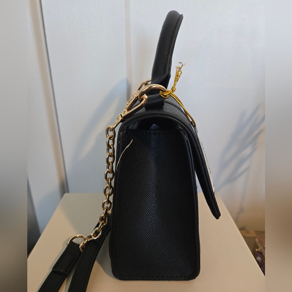 Bebe Amabella satchel in black with gold B logo New. Retail Is Is $99 - Picture 3 of 7